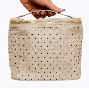 Kate Spade New York Out to Lunch Bag Cosmetics Insulated Polka Dot Gold Tone